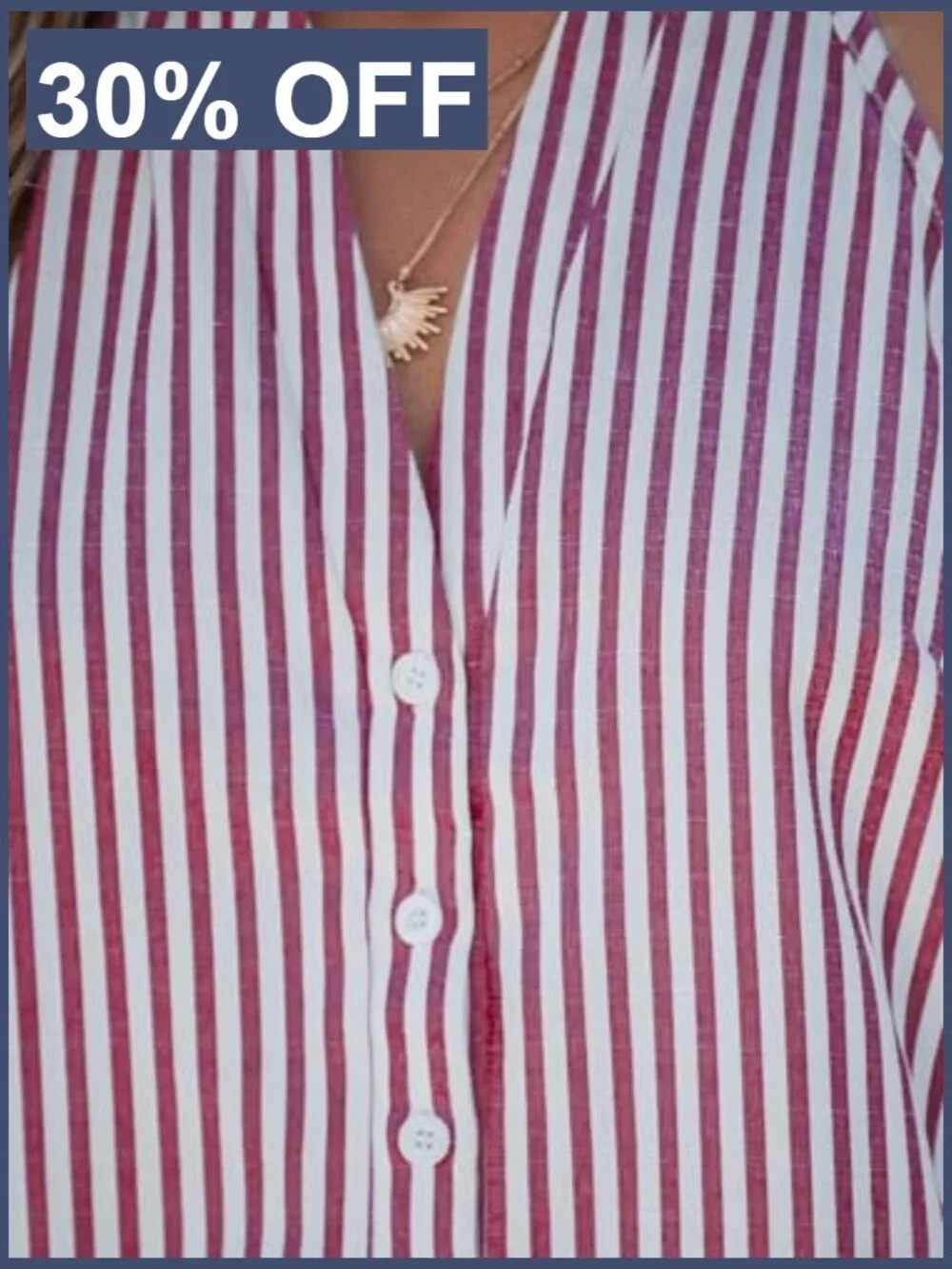 CUPSHE Women's Striped V-Neck Tank Top Button Front Sleeveless_4